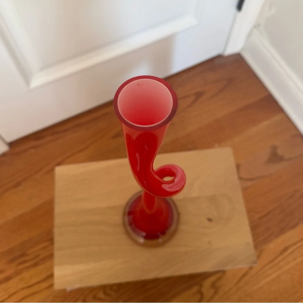 Vintage MCM Italian Murano Venini Twisted Spiral Art Glass Vase 20